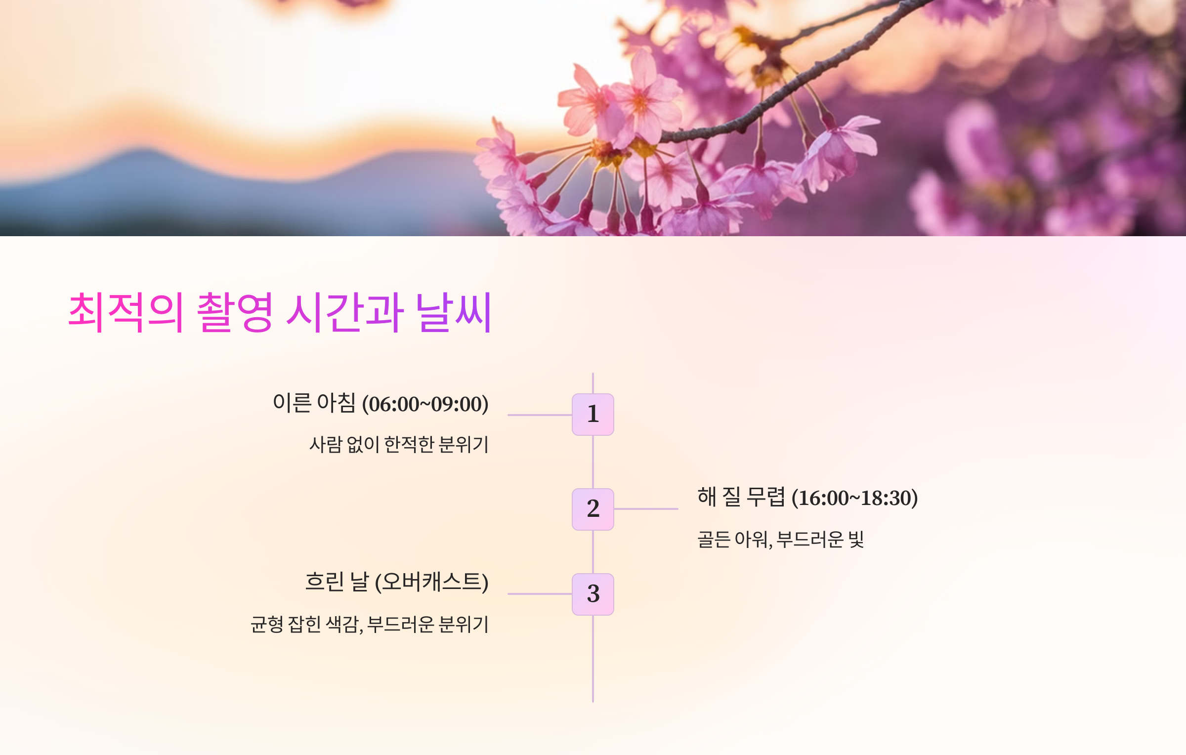 ⏰ 최적의 촬영 시간과 날씨