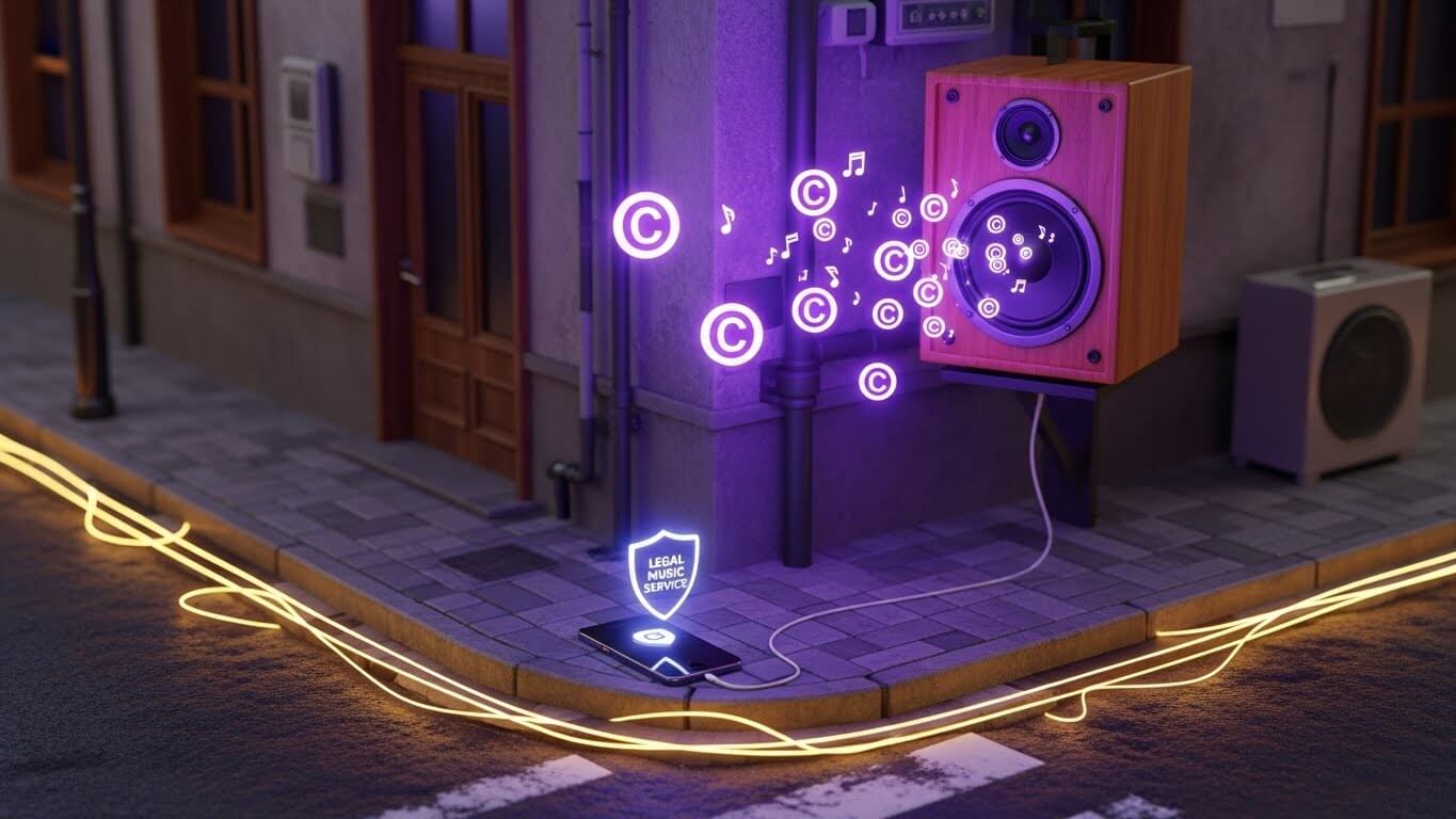 스피커에서음악이흘러나오고 -휴대폰에서재생되고있다