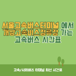 서울고속버스터미널에서 개양고속버스정류장 가는 고속버스 시간표 최신정보