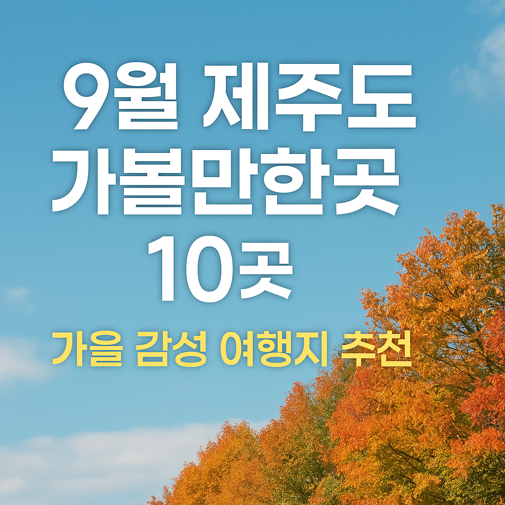 9월 제주도 가볼만한곳 10곳, 가을 감성 여행지 추천