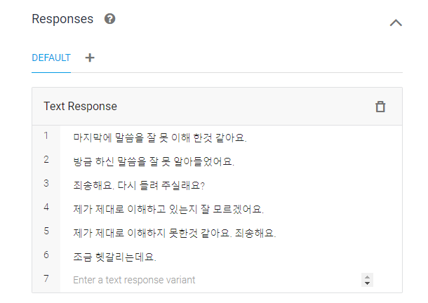 Default Fallbak Intent Response
