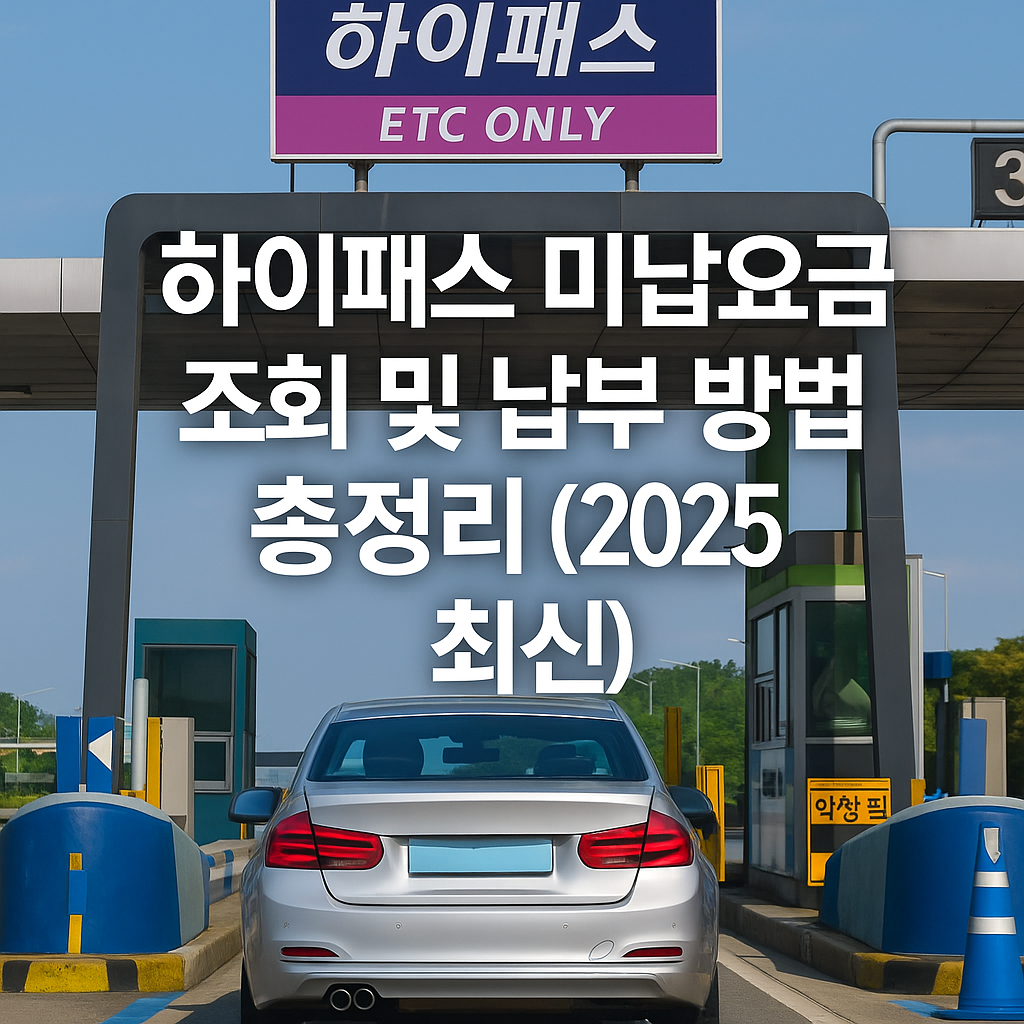 하이패스 전용 차로를 통과하는 자동차와 요금소 전경 썸네일