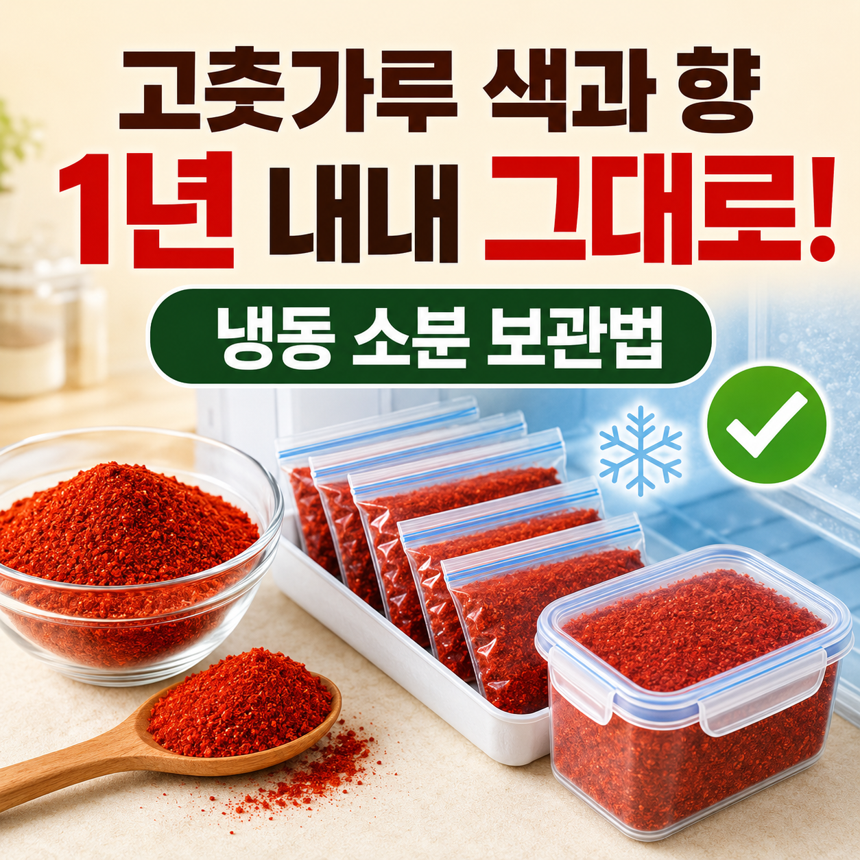 고춧가루 색과 향을 1년 내내 유지하는 올바른 보관법 (냉동 소분 공식)