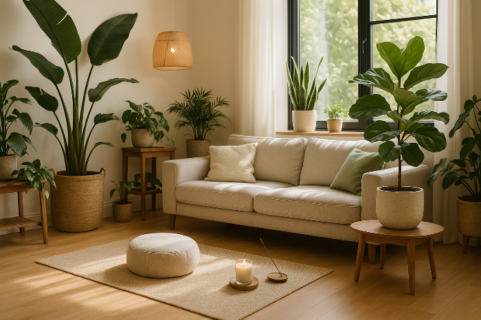 명상 공간이 있는 거실