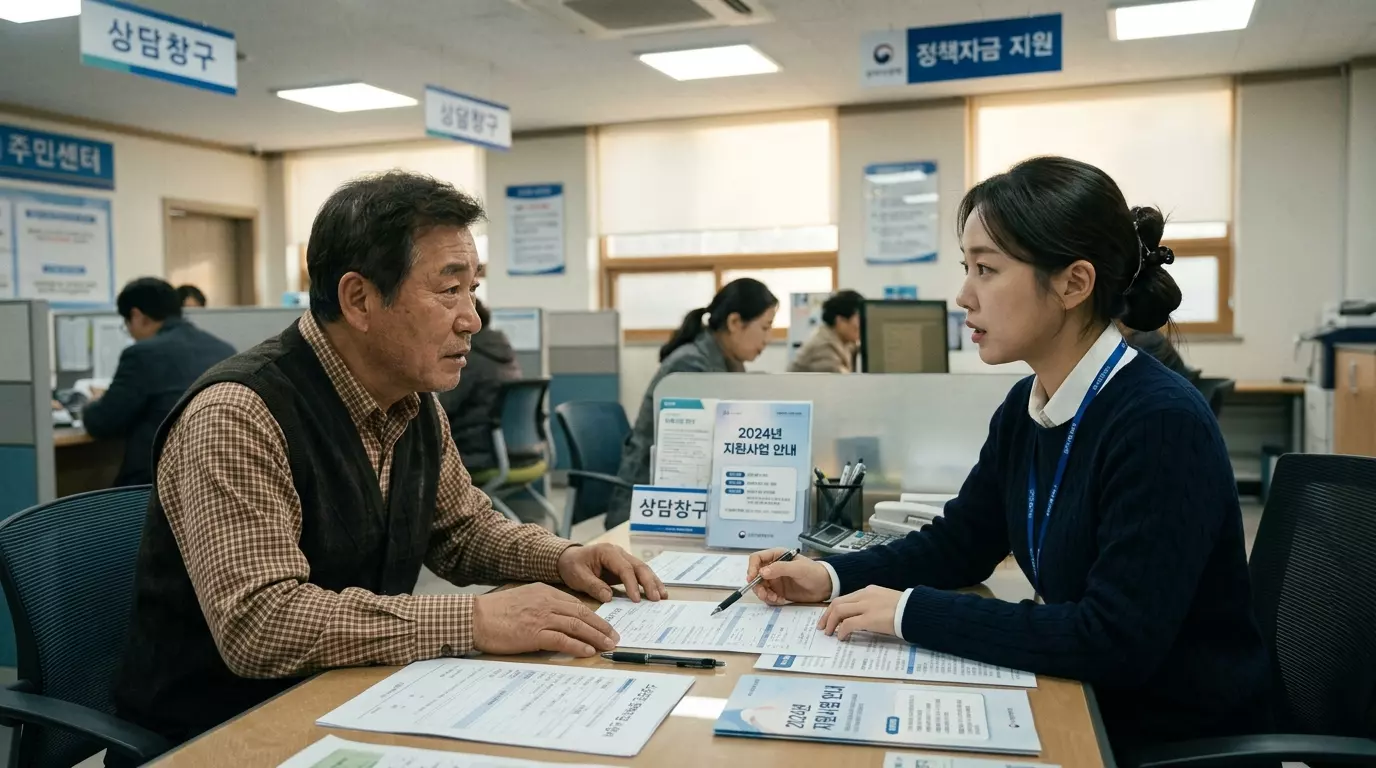 정책자금 대출을 상담하고 있는 장면