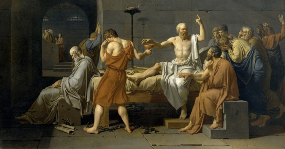 소크라테스가 독배를 들고 죽음을 맞이하는 장면 – 삶의 의미를 상징하는 고대 철학자 이야기