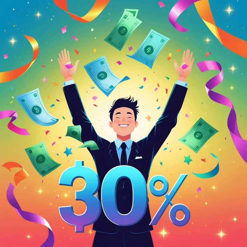 현금영수증 조회: 연말정산시 30%까지 절약 가능함을 상징적으로 나타낸 이미지.