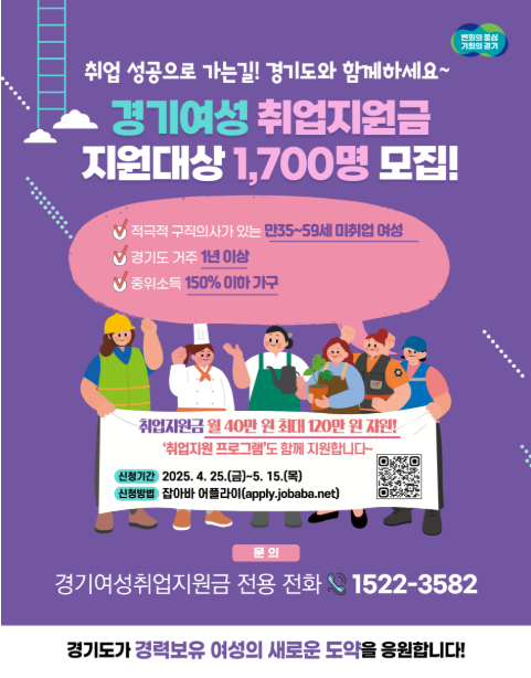 경기여성 취업지원금 홍보