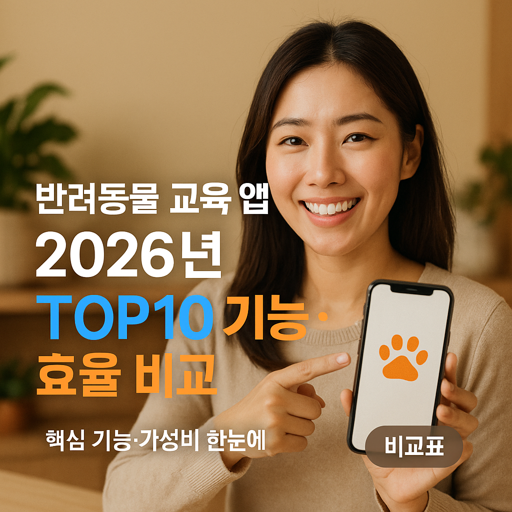 반려동물 교육 앱 2026년 ｜ TOP10 기능&middot;효율 비교