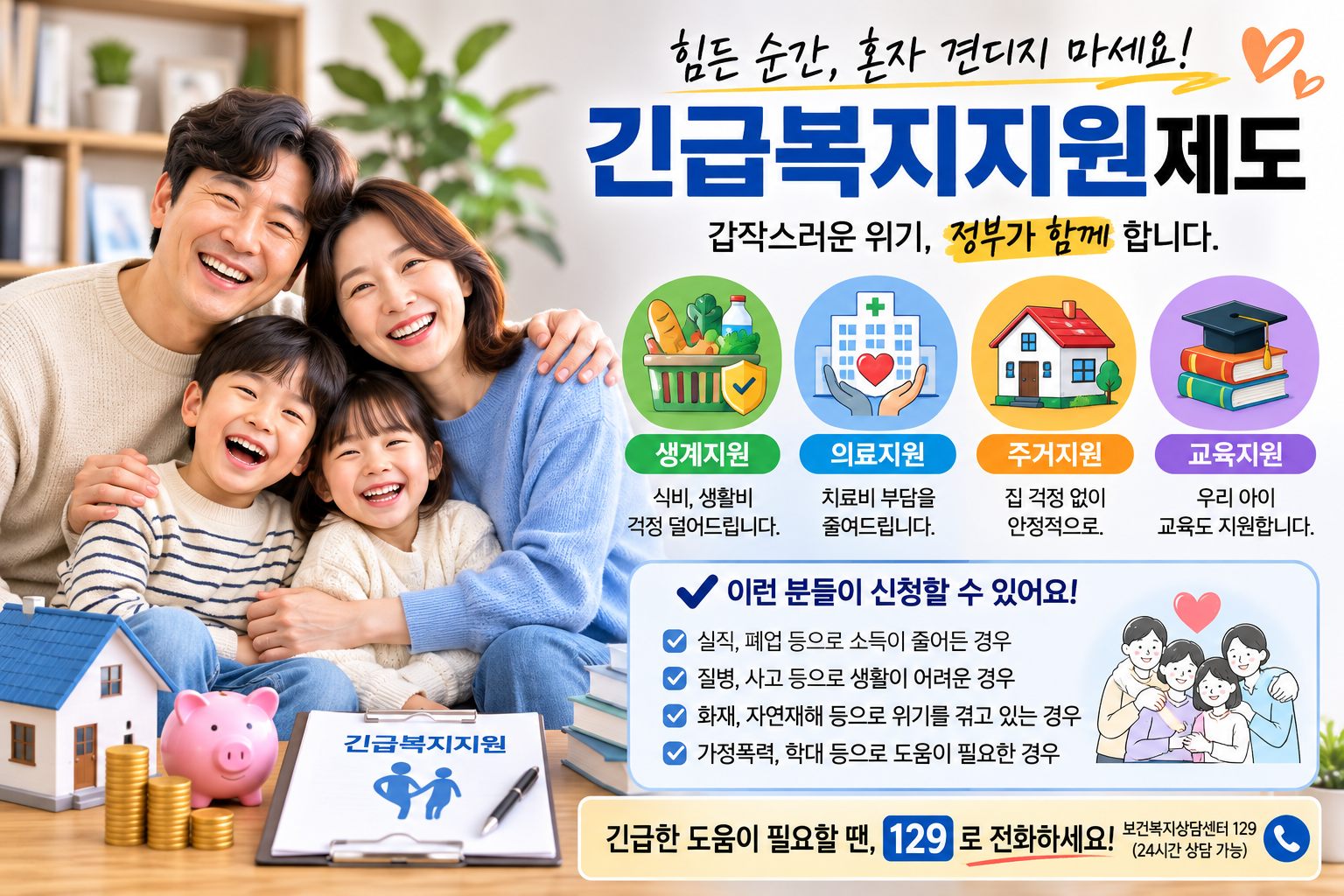 2026 긴급복지 생계지원금 총정리|지원 대상·소득·재산·금융재산·지원금액·신청방법