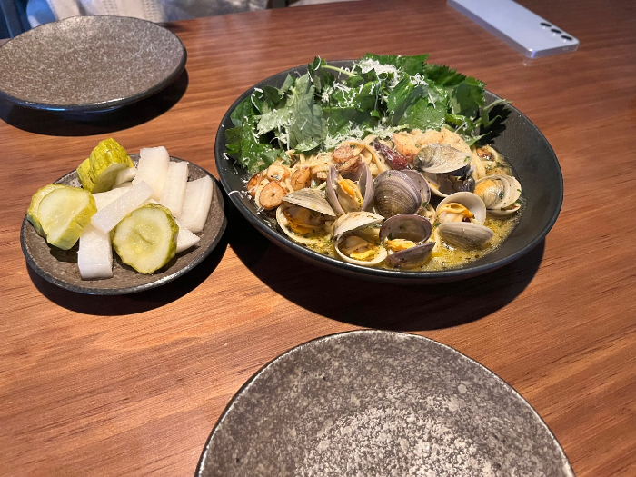 참나물 봉골레파스타 모습