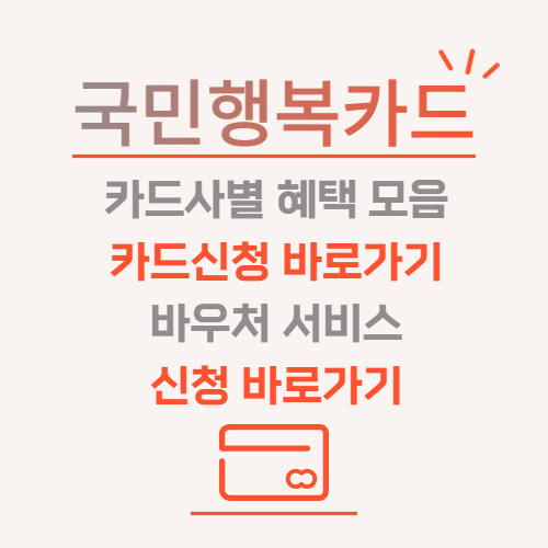 국민행복카드 카드사별 혜택모음 카드신청 바우처 서비스
