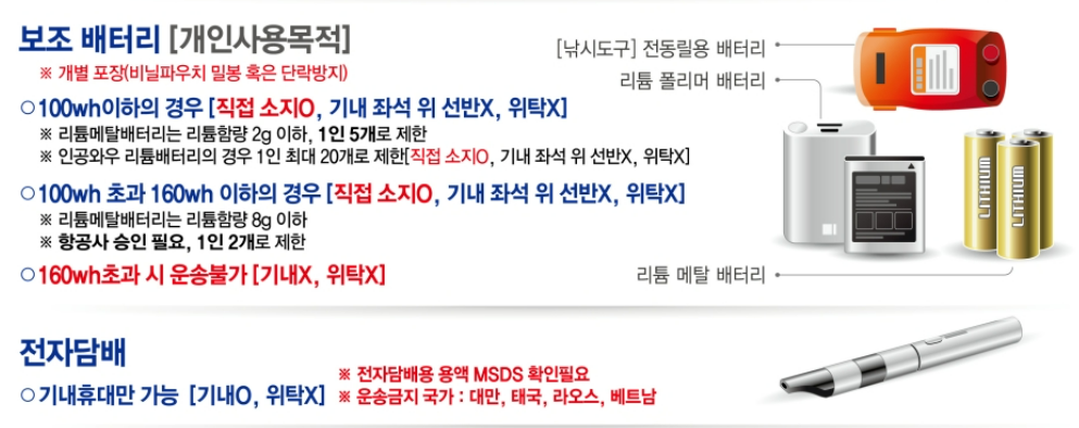 항공사별 보조배터리