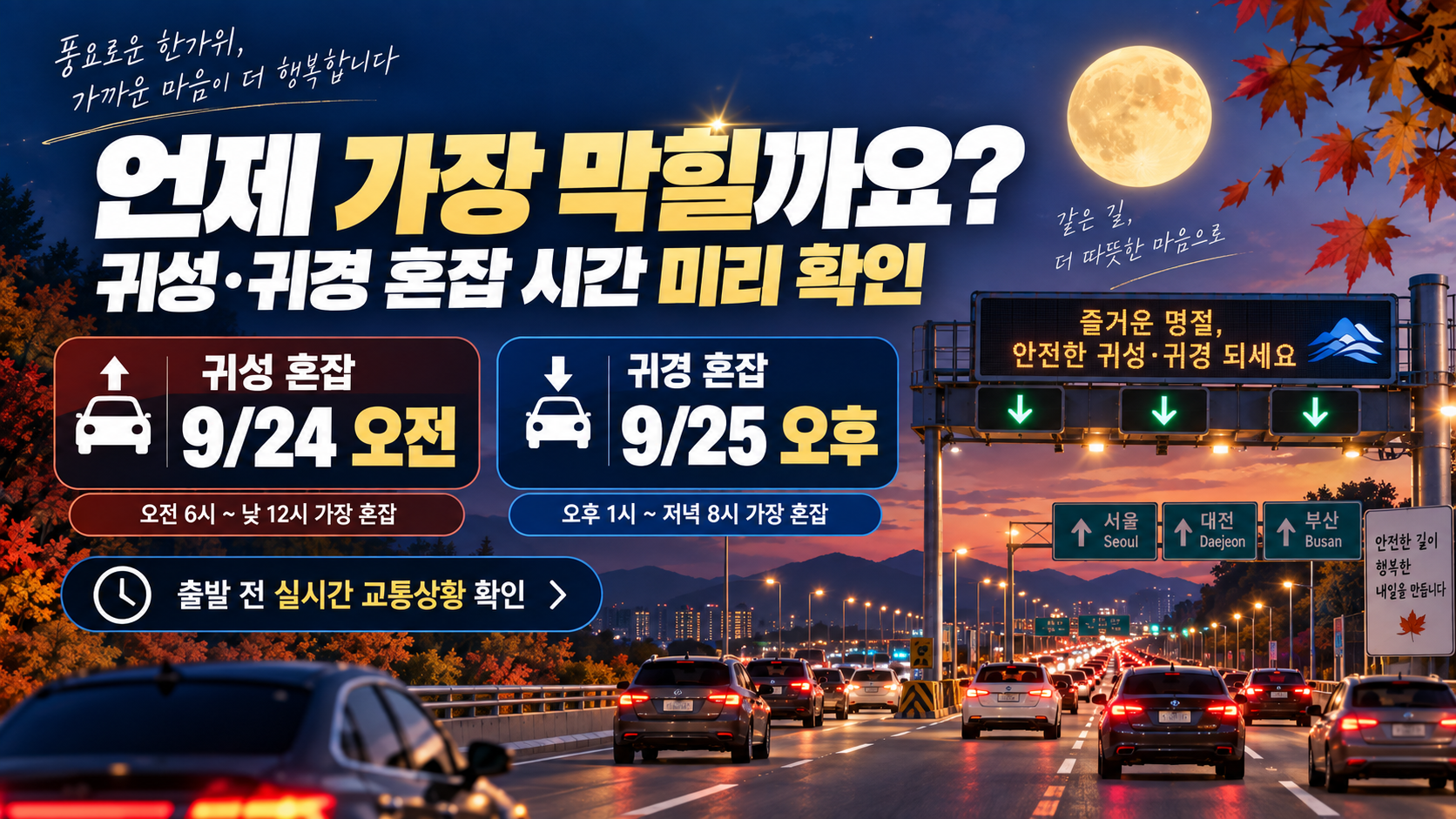 2026 추석 귀성 귀경 고속도로 혼잡 시간