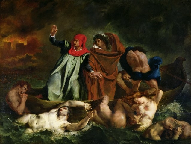 프랑스의 낭만주의 화가 외젠 들라크루아(Eug&egrave;ne Delacroix)의 초기 걸작 《단테의 조롱(The Barque of Dante)