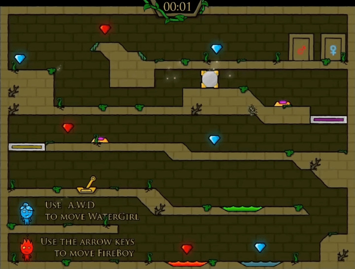 파이어보이-앤-워터걸-포레스트템플-시작-화면