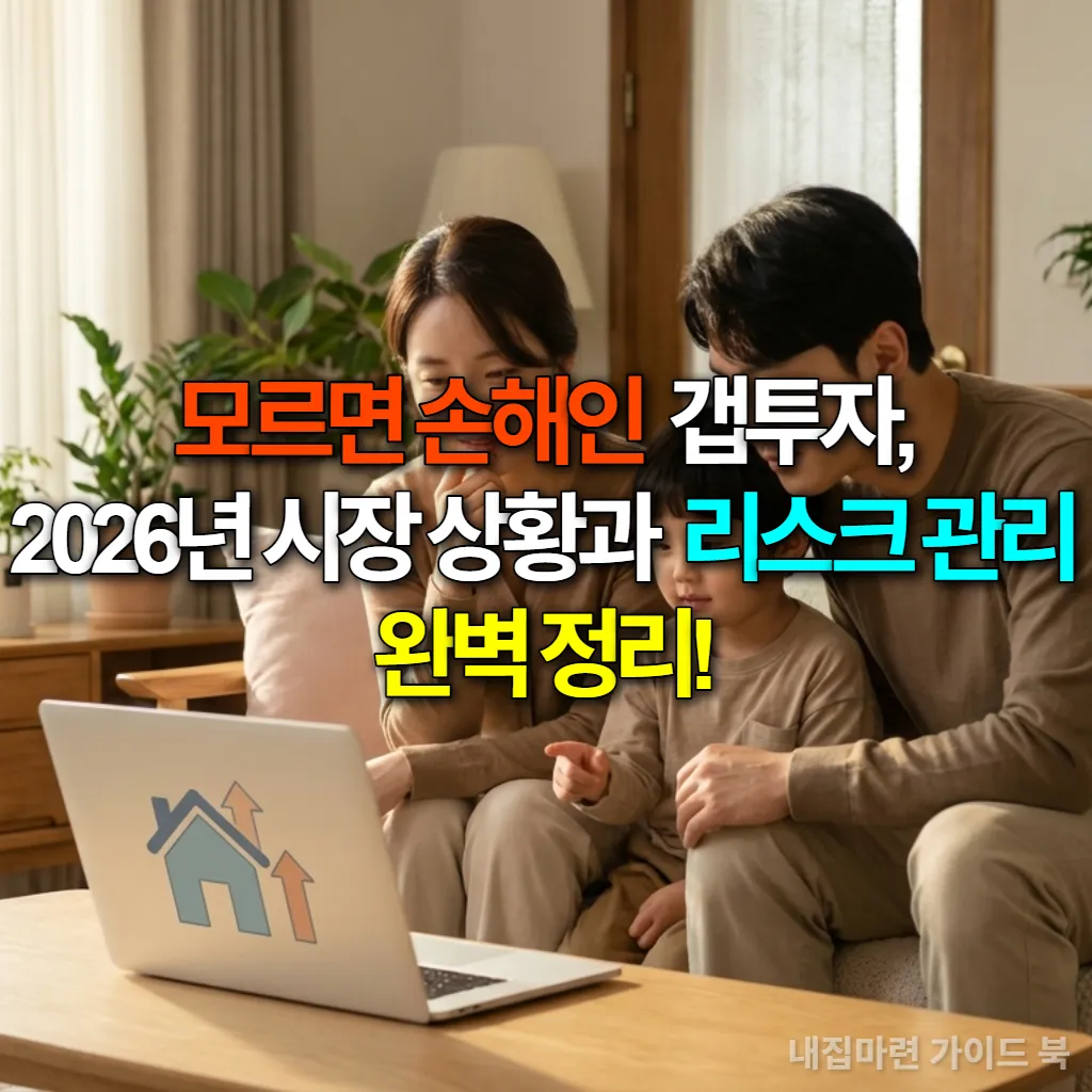 노트북으로 갭투자 정보를 찾아보는 한국인 가족의 모습