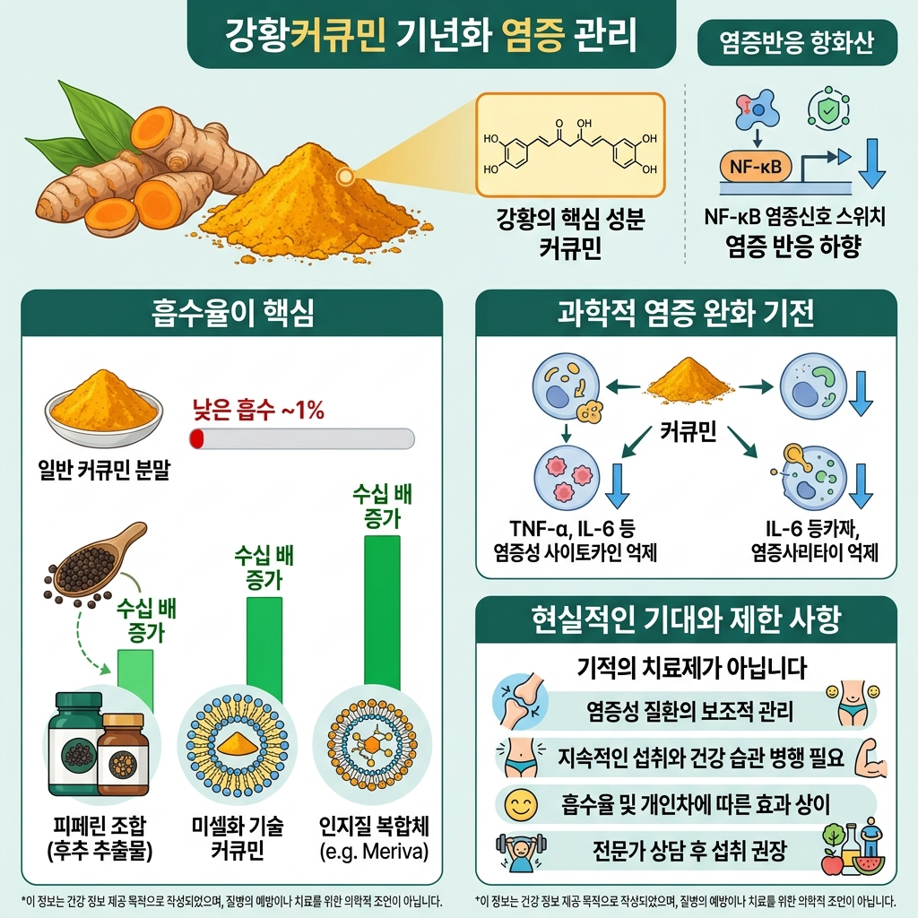 커큐민(강황), 염증 관리에 대한 기본 지식: &lsquo;만능 항염&rsquo;보다 현실적인 활용법