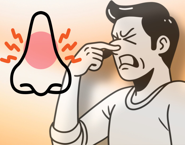 코가 막혀 괴로워하는 사람