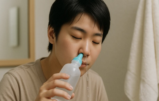생리식염수로 비강 세척