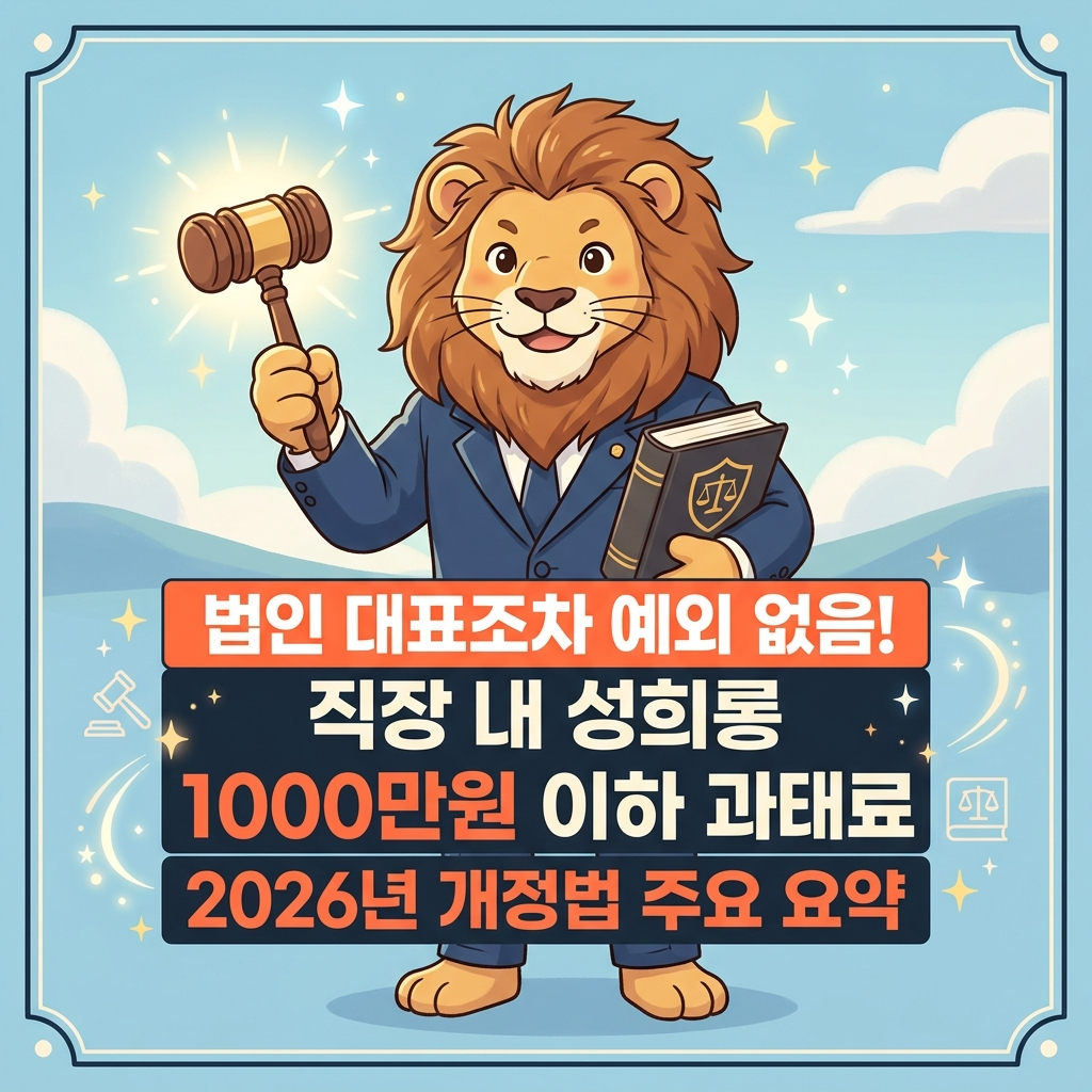 2026년 남녀고용평등법 개정안 직장 내 성희롱 법인 대표 및 친족 과태료 부과 처벌 강화 핵심 요약 가이드