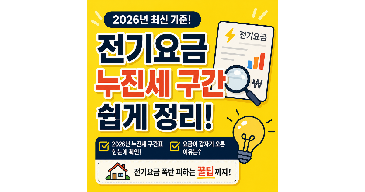 전기요금 누진세 구간 쉽게 정리! 우리집 요금이 갑자기 오른 이유 (2026년 기준)