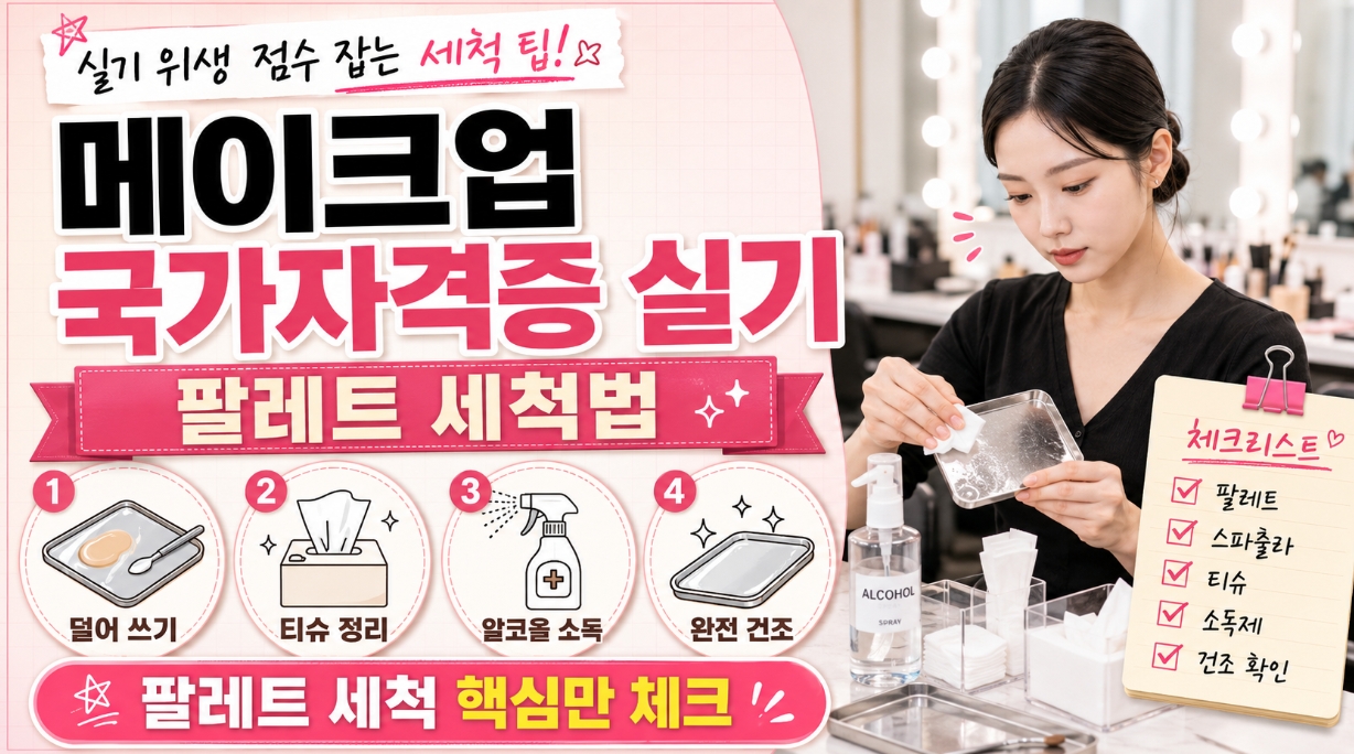 메이크업 실기 팔레트 세척 사진