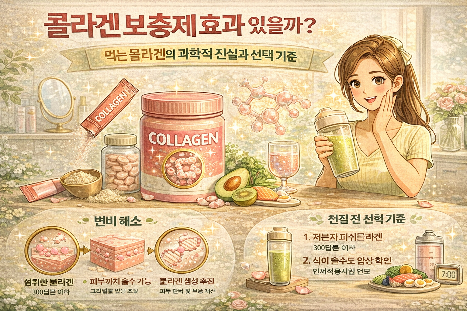 콜라겐 보충제 효과 있을까? 먹는 콜라겐의 과학적 진실과 선택 기준