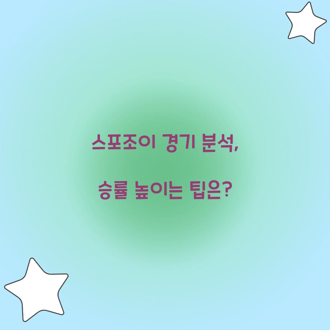 스포조이 경기 분석