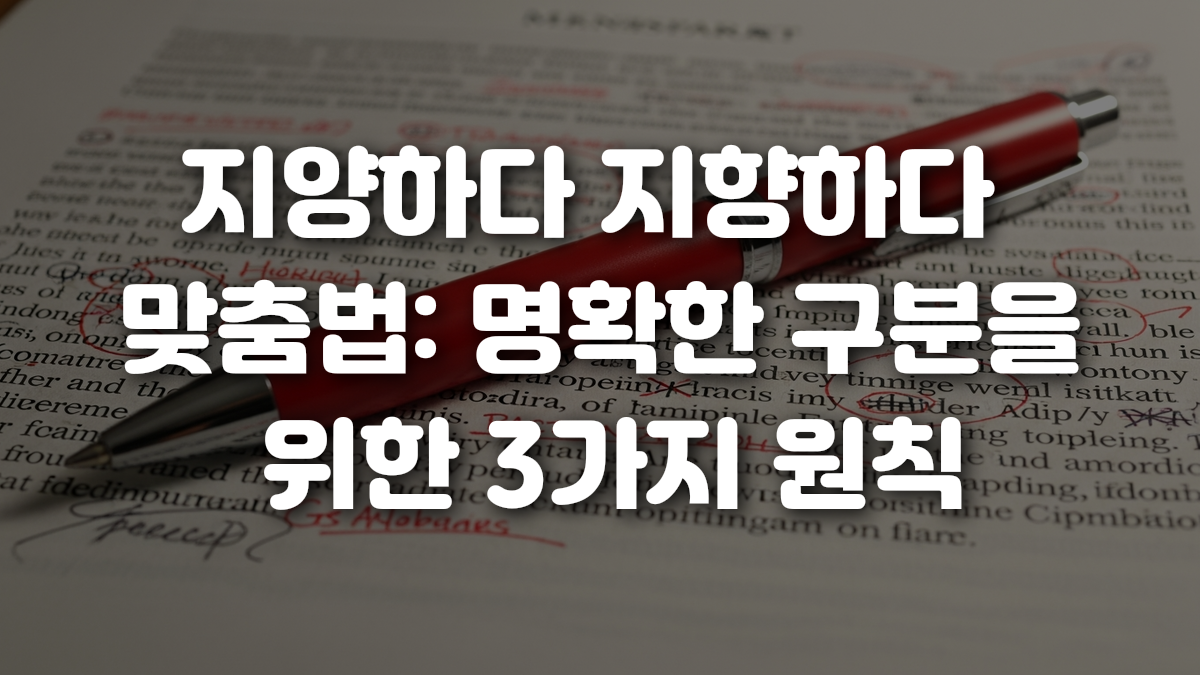지양하다 지향하다 맞춤법 명확한 구분을 위한 3가지 원칙