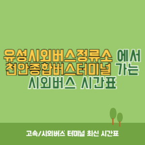 유성시외버스정류소에서 천안종합버스터미널 가는 시외버스 시간표 최신정보