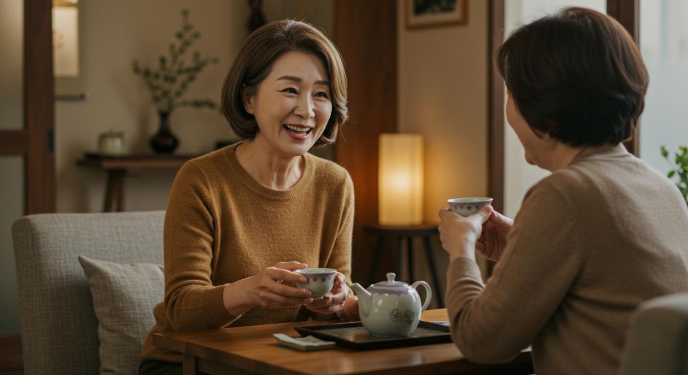 대화를 나누는 여성