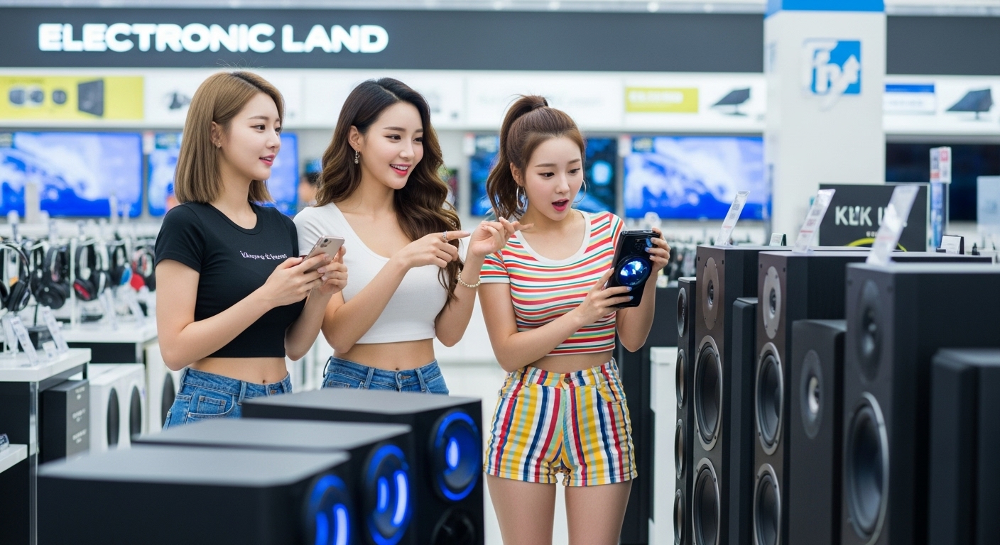 전자제품을 고르는 여자들