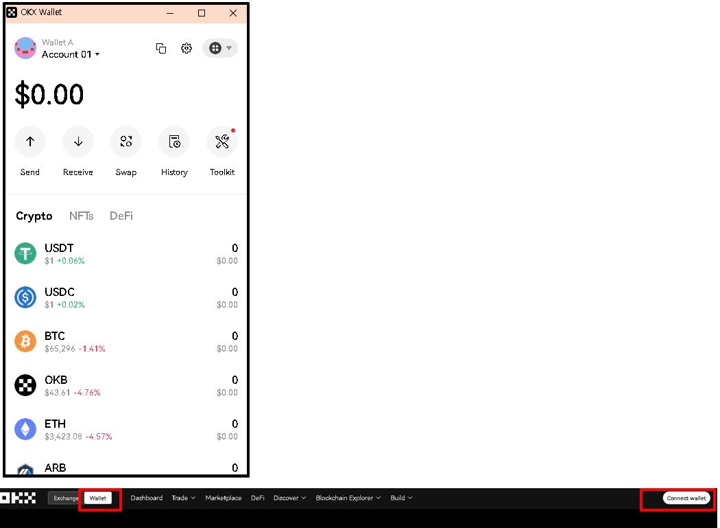 OKX 지갑 연결하기