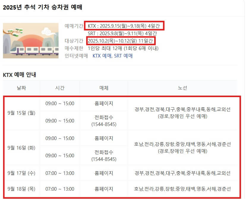 추석 기차표 예매