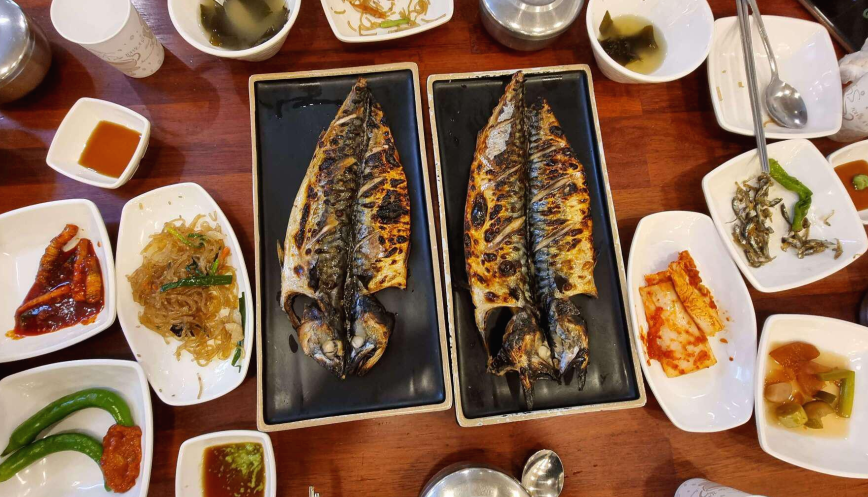 북극해고등어 고등어구이 한상 모습