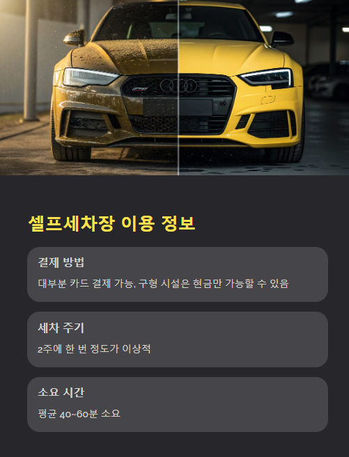 셀프세차장 이용 정보