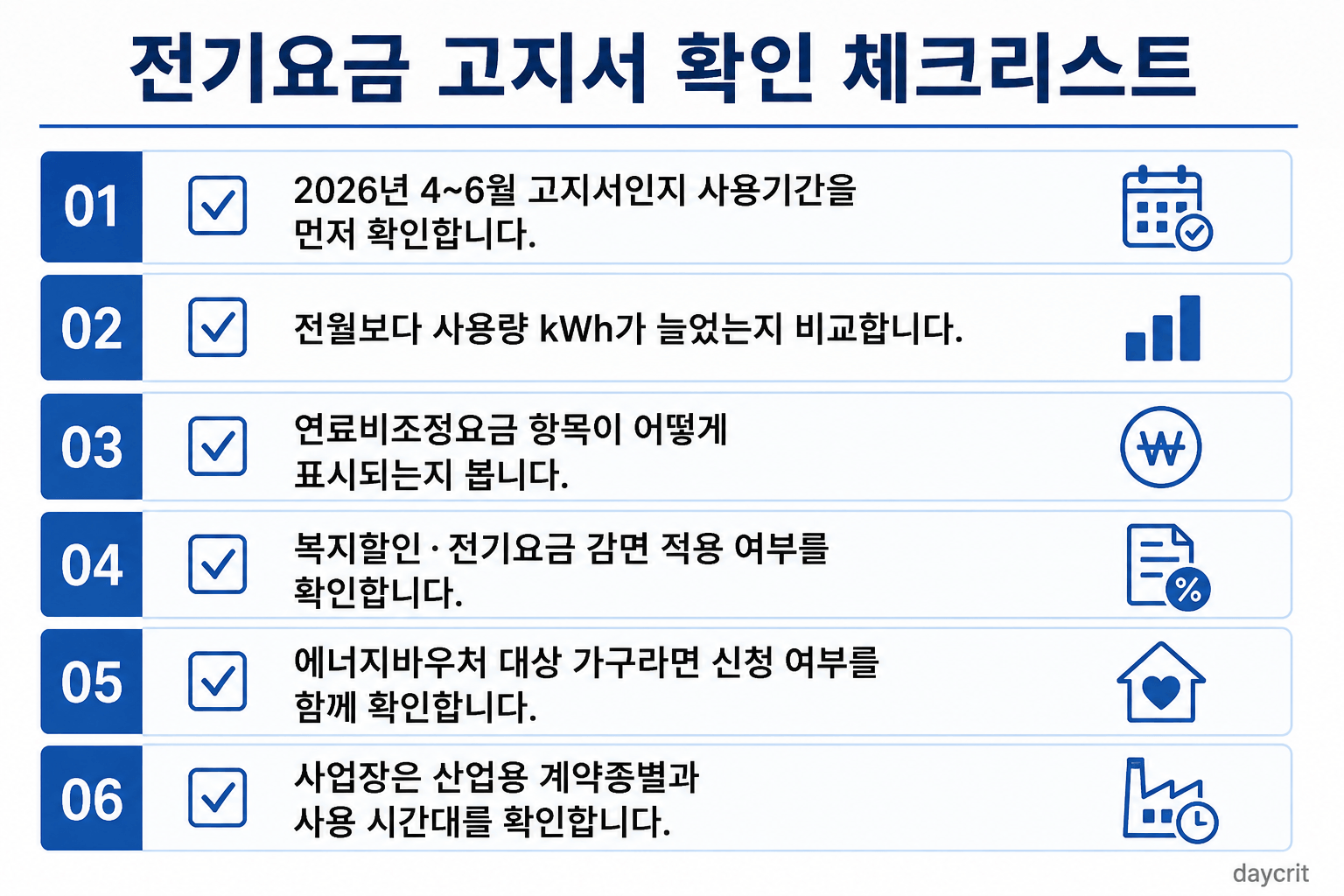 전기요금 고지서 체크리스트
