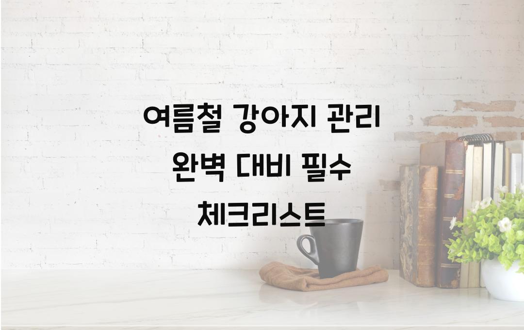여름철 강아지 관리, 필수 체크리스트