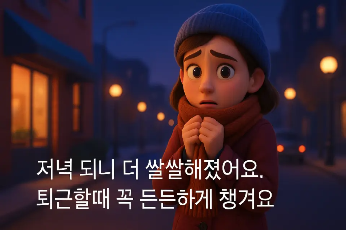 추운 겨울 목도리한 여자