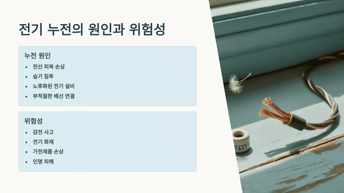 전기 누전의 원인과 위험성