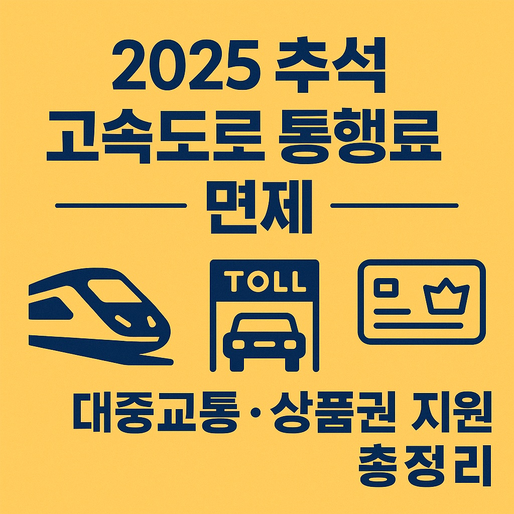 2025 추석 고속도로 통행료 무료·교통 할인·상품권 지원 총정리
