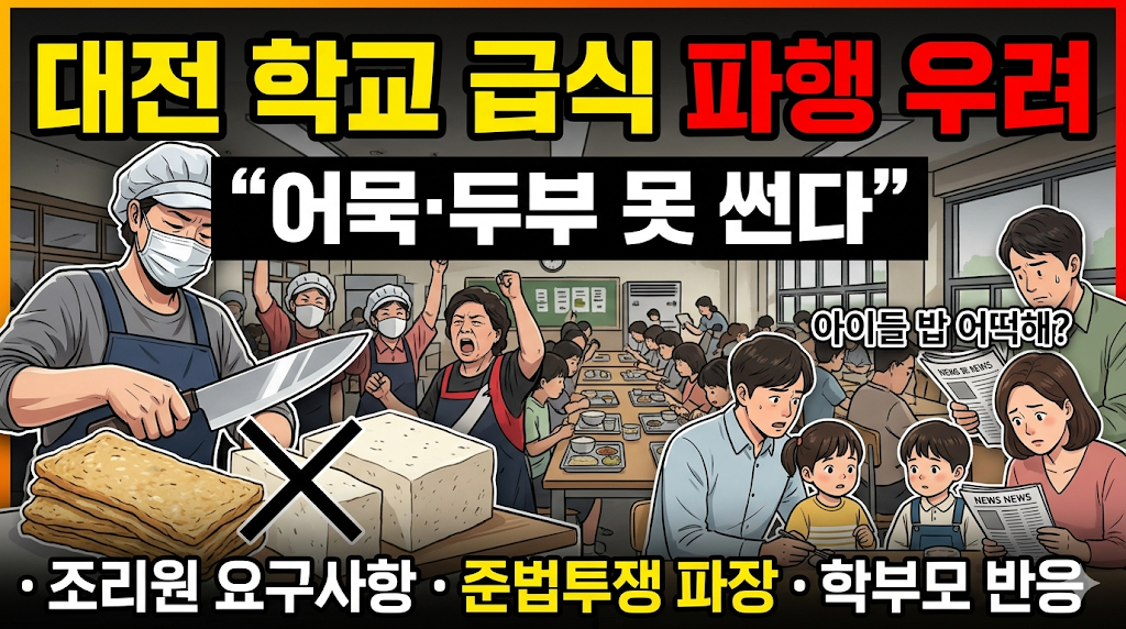 대전 학교 급식 파행 우려 "어묵·두부 못 썬다" ❘ 조리원 준법투쟁 요구사항 및 학부모 반응 총정리