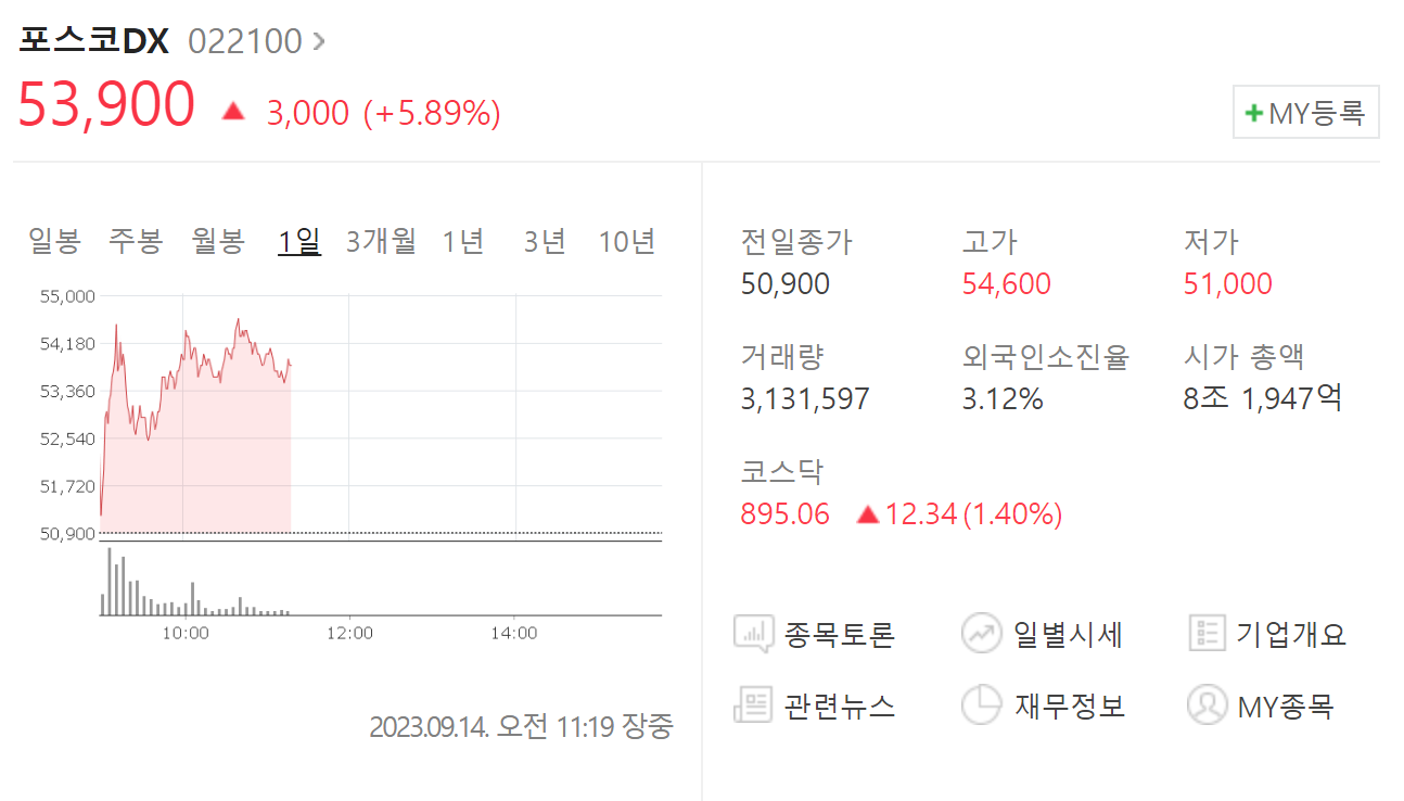 포스코DX 주가