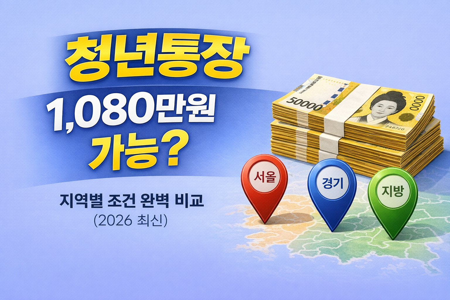 청년통장 1,080만원 가능? 지역별 조건 완벽 비교 (2026 최신)