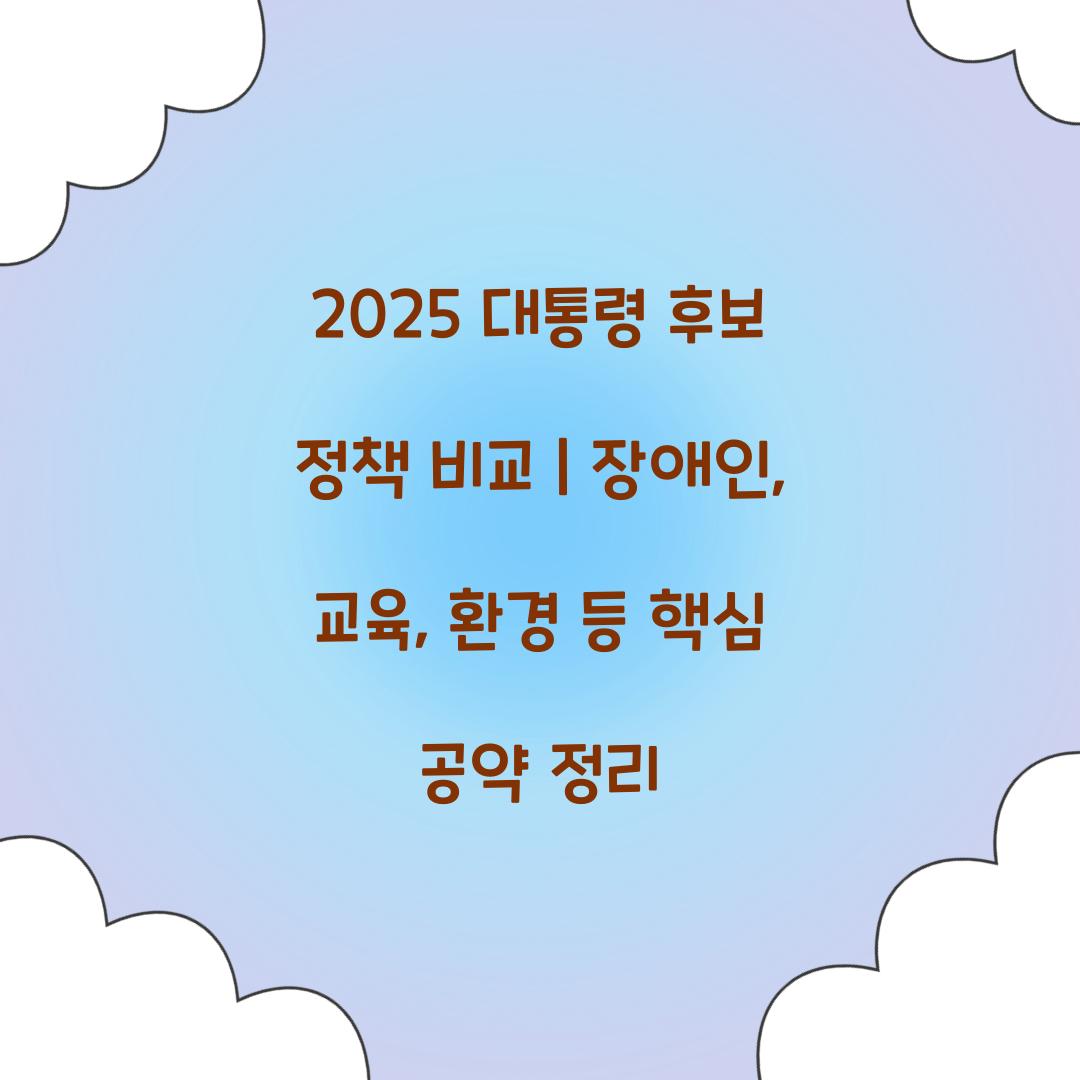 2025 대통령 후보 정책 비교