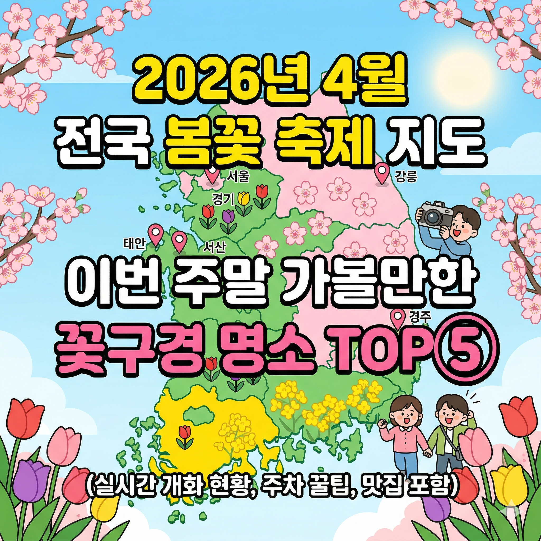 2026년 4월 전국 봄꽃 축제 지도: 이번 주말 가볼만한 꽃구경 명소 TOP 5 실시간 현황 가이드