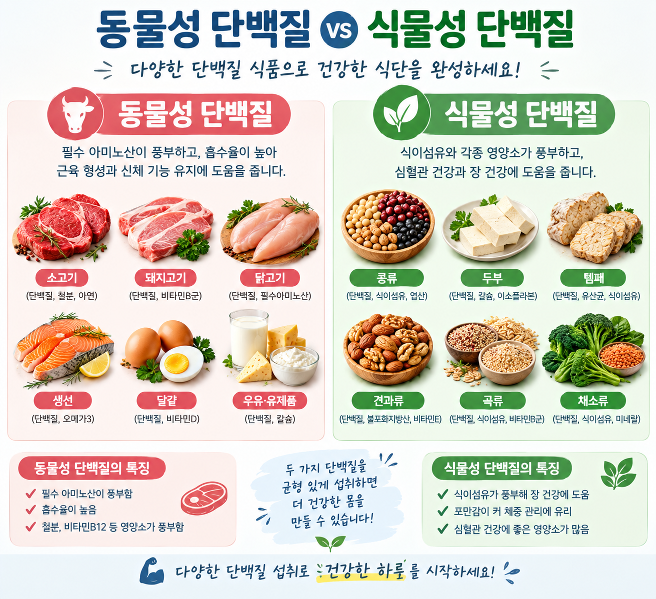동물성 단백질, 식물성 단백질 근육 키우기 좋은 단백질은