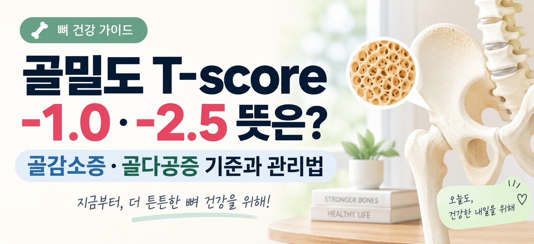 골밀도 T-score -1.0 -2.5 골감소증 골다공증 기준