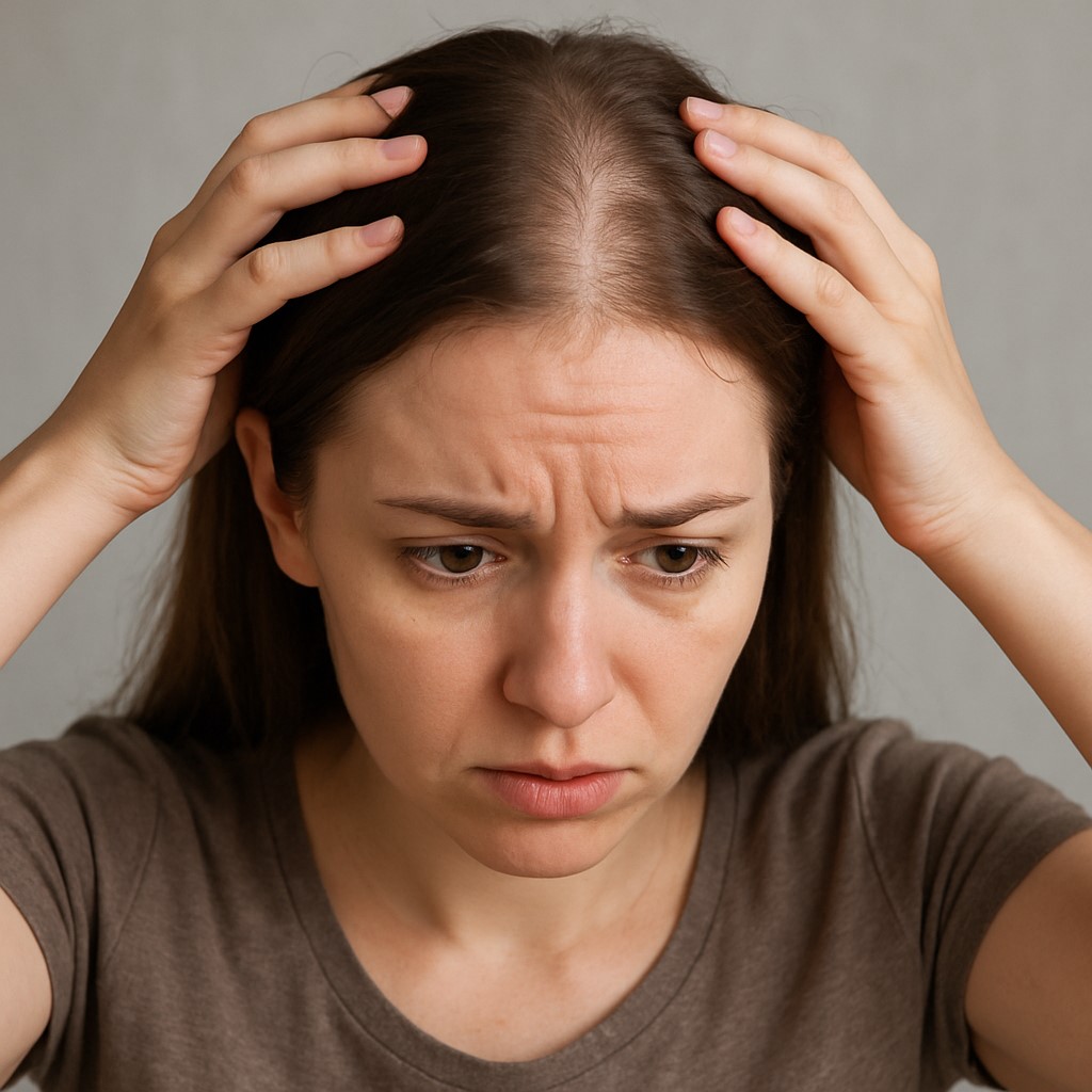 탈모 고민하는 여성과 관련된 AI이미지
